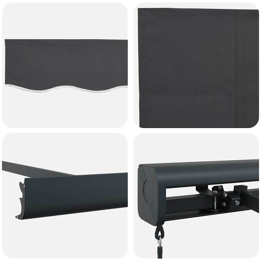 Einziehbare Markise Anthrazit 300 x 250 cm Stoff und Metall