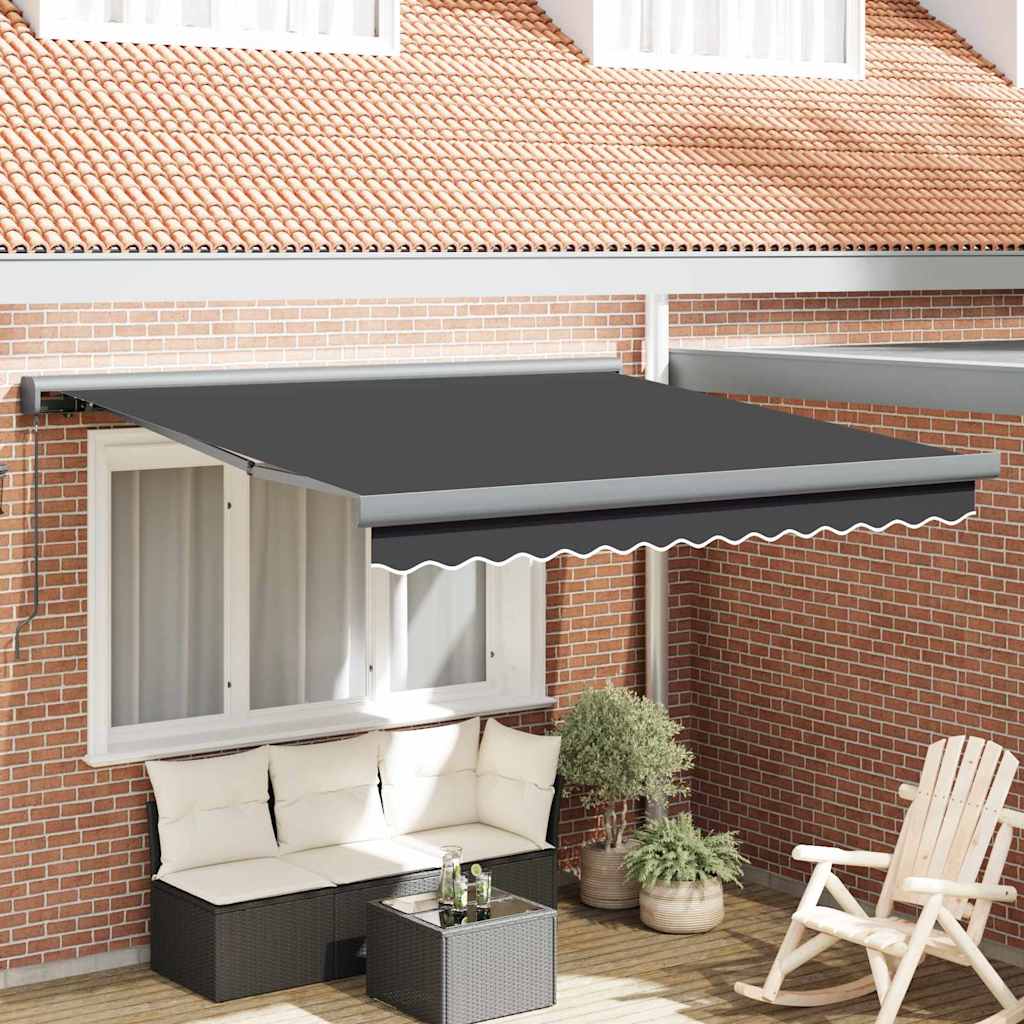 Einziehbare Markise Anthrazit 300 x 250 cm Stoff und Metall