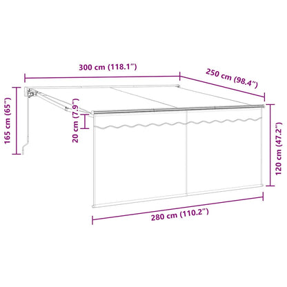 Einziehbare Markise Grau und Anthrazit 300 x 250 cm