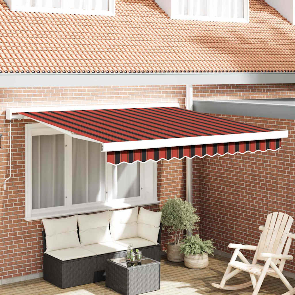 Einziehbare Markise Orange, Braun 300 x 250 cm Stoff, Metall