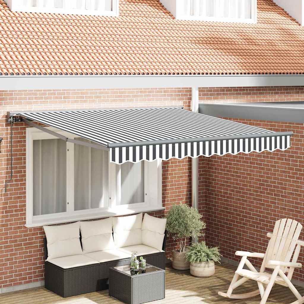 Einziehbare Markise Anthrazit und Weiß 300x250 cm Stoff