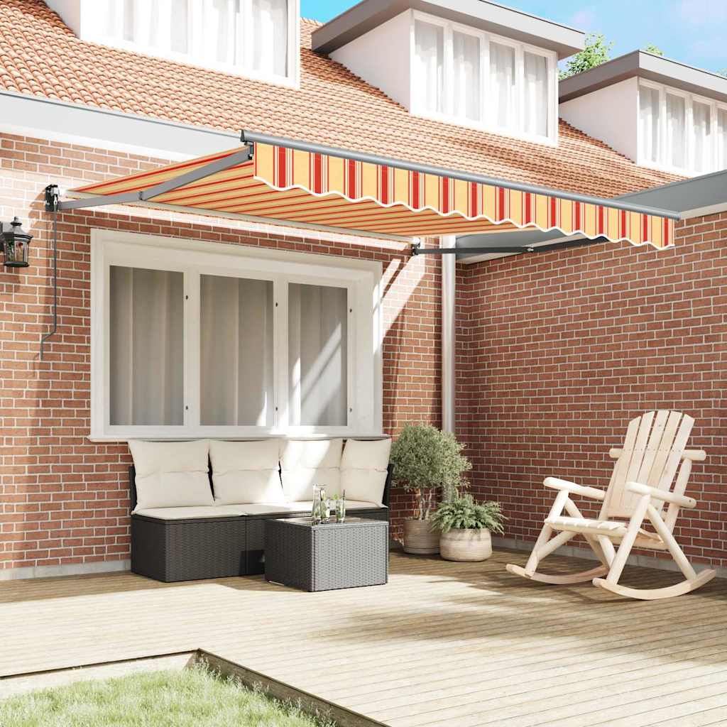 Einziehbare Markise Gelb, Orange 300 x 250 cm Polyester, Metall