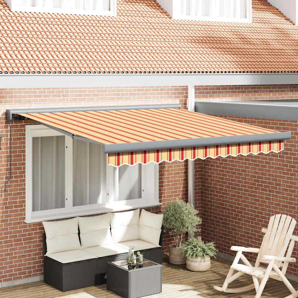 Einziehbare Markise Gelb, Orange 300 x 250 cm Stoff, Metall