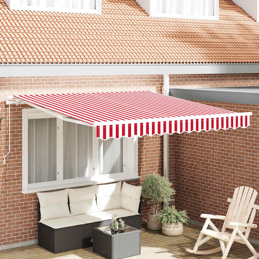 Einziehbare Markise Einziehbar Rot-weiße Streifen 300 x 250 cm
