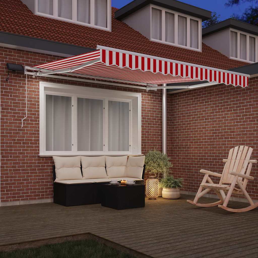 Einziehbare Markise mit Rot und Weiß 300 x 250 cm Stoff