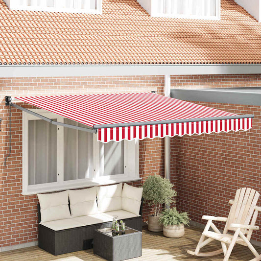 Einziehbare Markise Striped Rot und weiße Streifen 300 x 250 cm