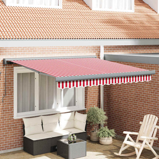 Einziehbare Markise Rot und Weiß 300 x 250 cm Stoff und Metall