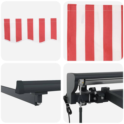 Einziehbare Markise Rot und weiße Streifen 300x250 cm Stoff