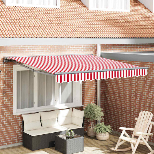 Einziehbare Markise Rot und weiße Streifen 300x250 cm Stoff