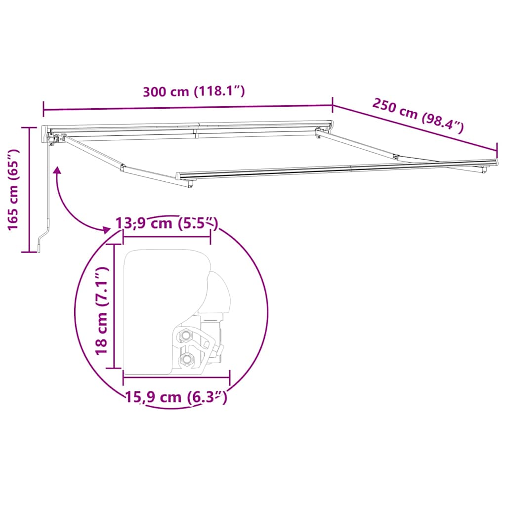 Einziehbare Markise Bunt gestreift 300x250 cm Stoff