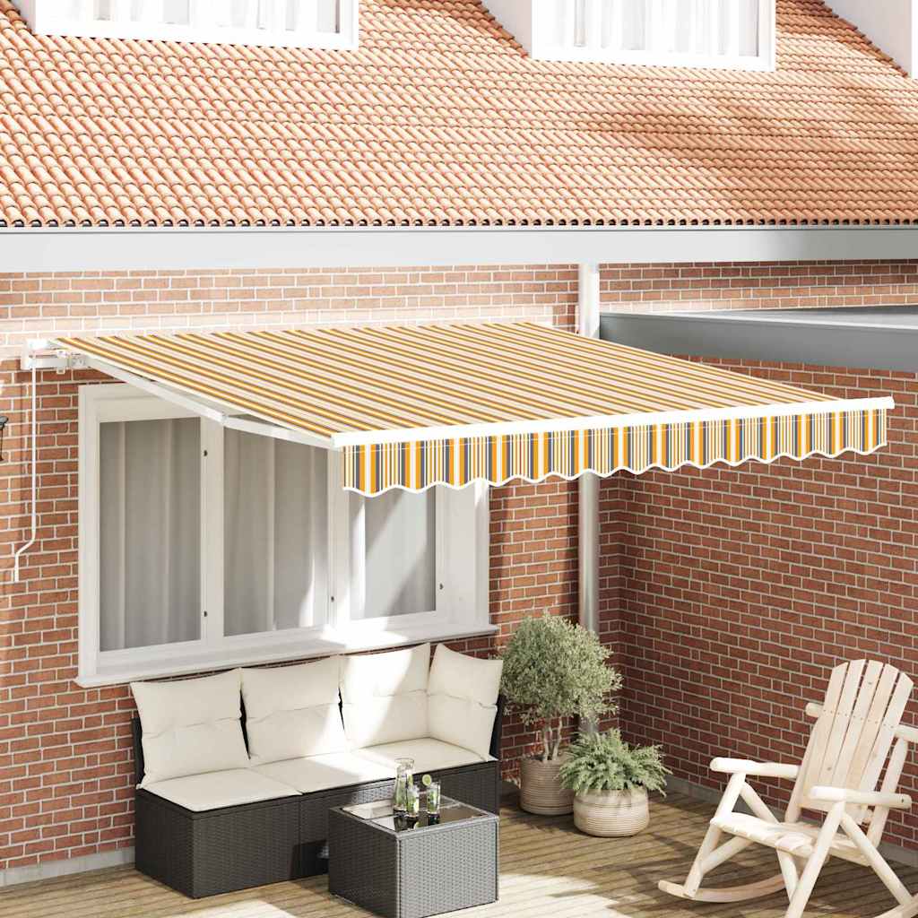 Markise Gestreift Mehrfarbig 3 x 2,5 m Polyester und Metall