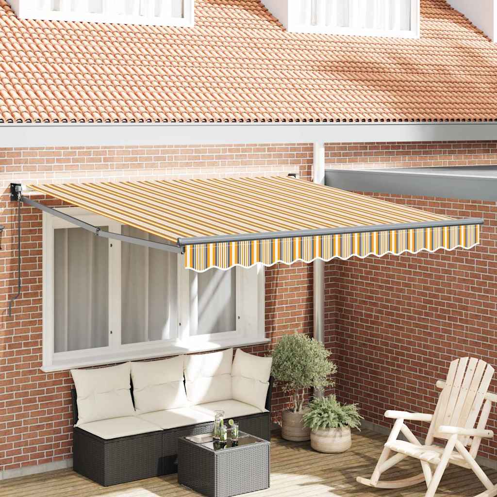 Markise Gestreift Mehrfarbig 3 x 2,5 m Polyester und Metall