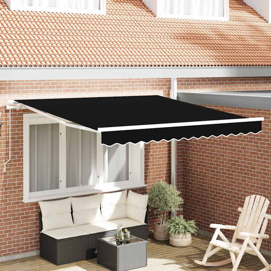 Markise Schwarz 3 x 2,5 m Polyester und Metall