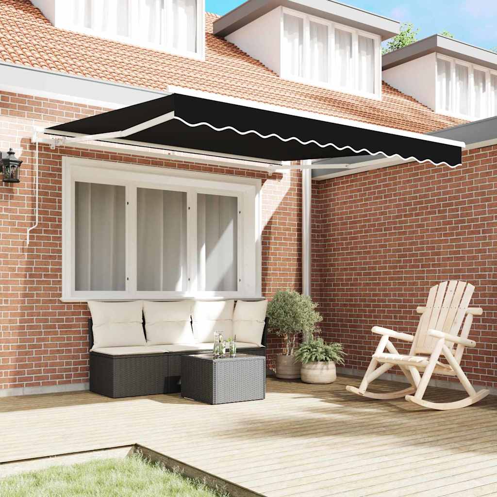 Markise Schwarz 3 x 2,5 m Polyester und Metall