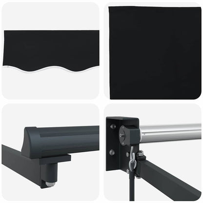 Markise Schwarz 3 x 2,5 m Polyester und Metall