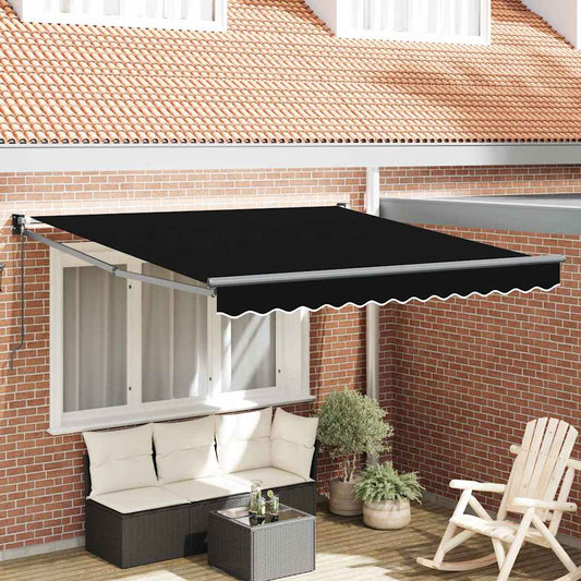 Markise Schwarz 3 x 2,5 m Polyester und Metall