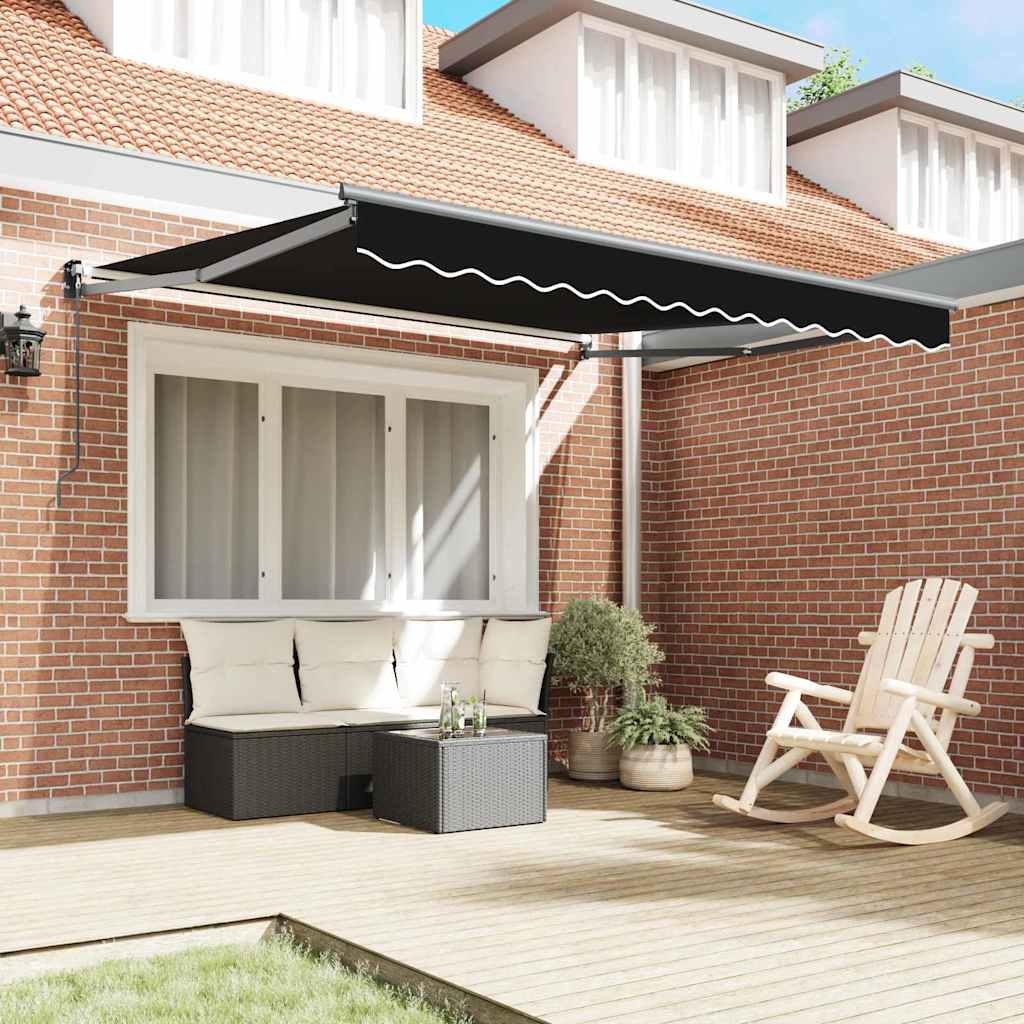 Markise Schwarz 3 x 2,5 m Polyester und Metall
