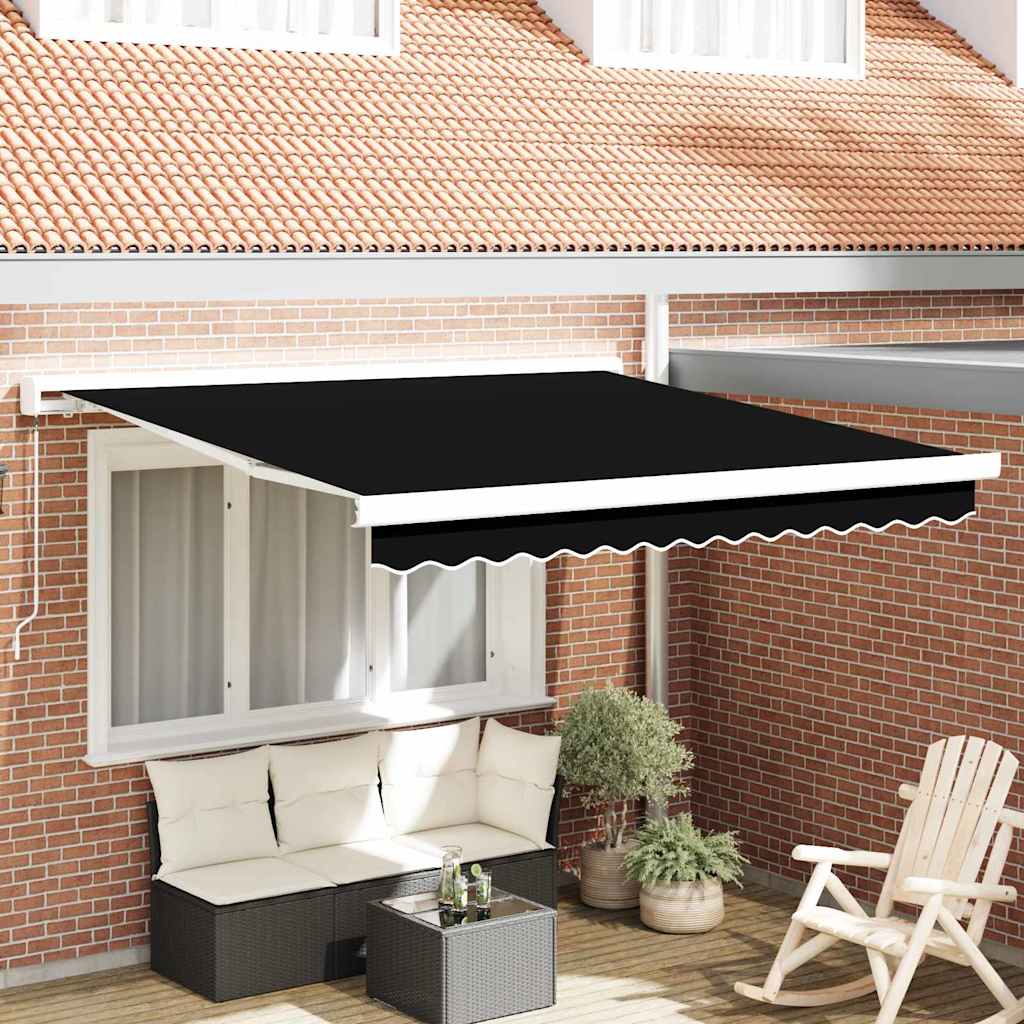 Einziehbare Markise Schwarz 300 x 250 cm Stoff, Metall
