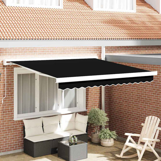 Einziehbare Markise Schwarz 300 x 250 cm Stoff, Metall