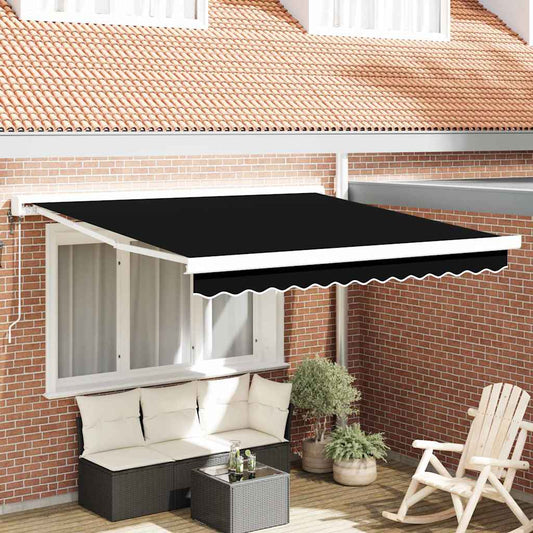Einziehbare Markise Schwarz 300 x 250 cm Stoff, Metall