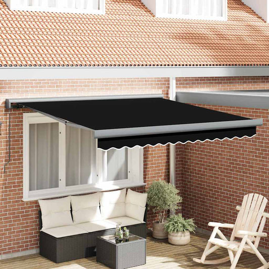 Einziehbare Markise Schwarz 300 x 250 cm Stoff, Metall