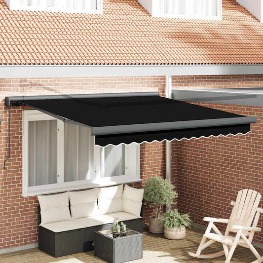 Einziehbare Markise Schwarz 300 x 250 cm Stoff und Metall