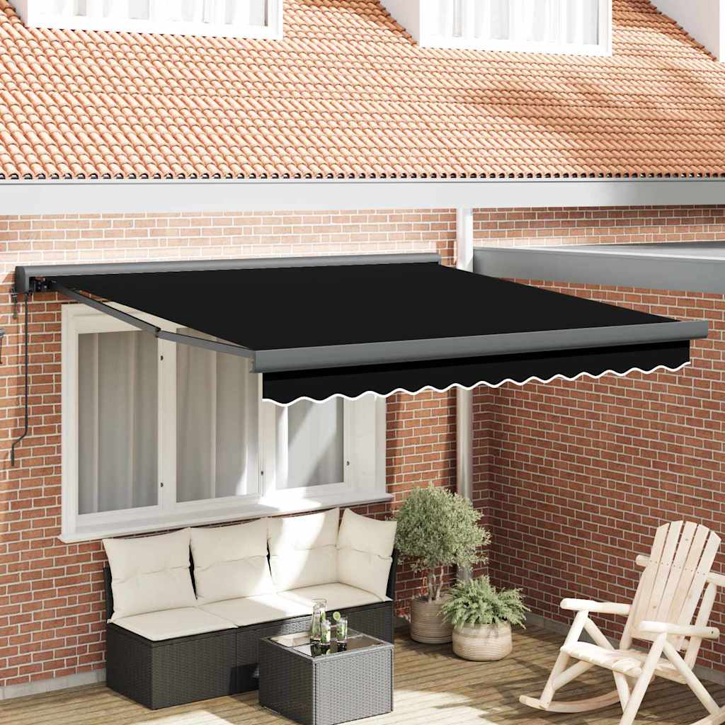 Einziehbare Markise Schwarz 300 x 250 cm Stoff, Metall