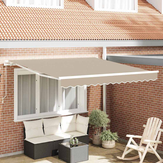 Markise Einziehbar Beige 3 x 2,5 m Polyester und Metall