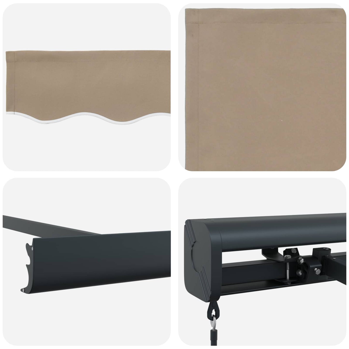 Einziehbare Markise Beige 300 x 250 cm Stoff und Metall