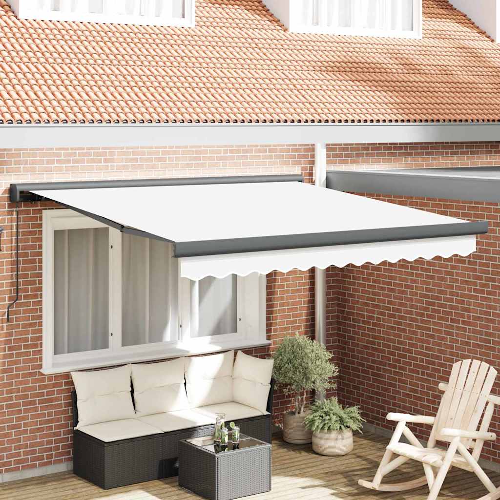 Einziehbare Markise Weiß 300 x 250 cm Stoff und Metall