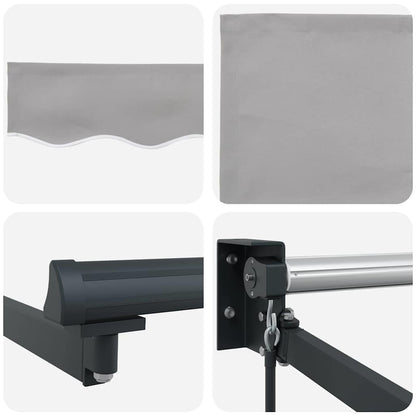 Markise Einziehbar Hellgrau 3 x 2,5 m Polyester und Metall