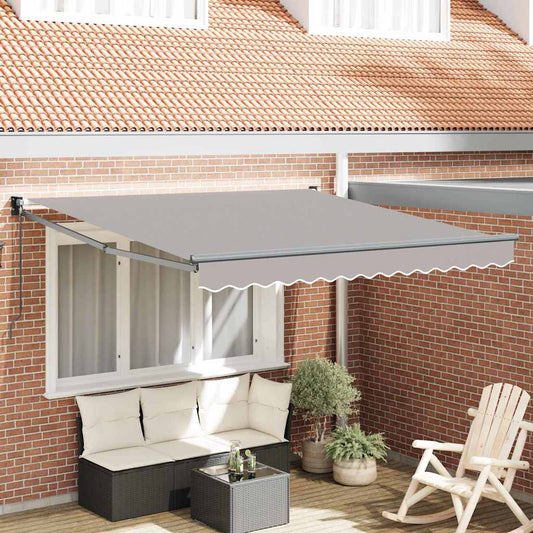 Markise Einziehbar Hellgrau 3 x 2,5 m Polyester und Metall