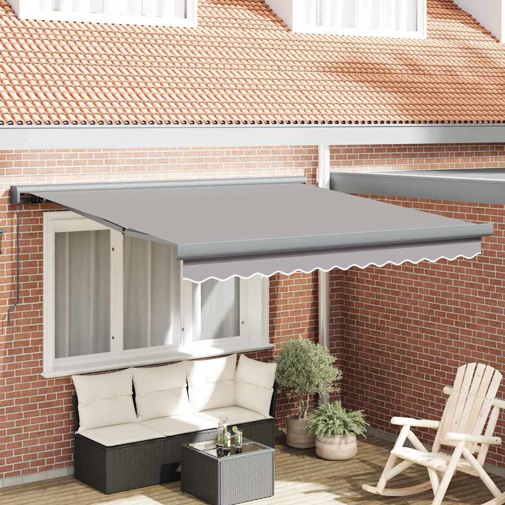 Einziehbare Markise Hellgrau 300 x 250 cm Stoff, Metall