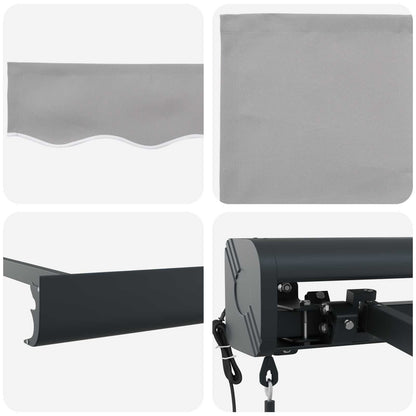 Einziehbare Markise Hellgrau 300 x 250 cm Stoff und Metall