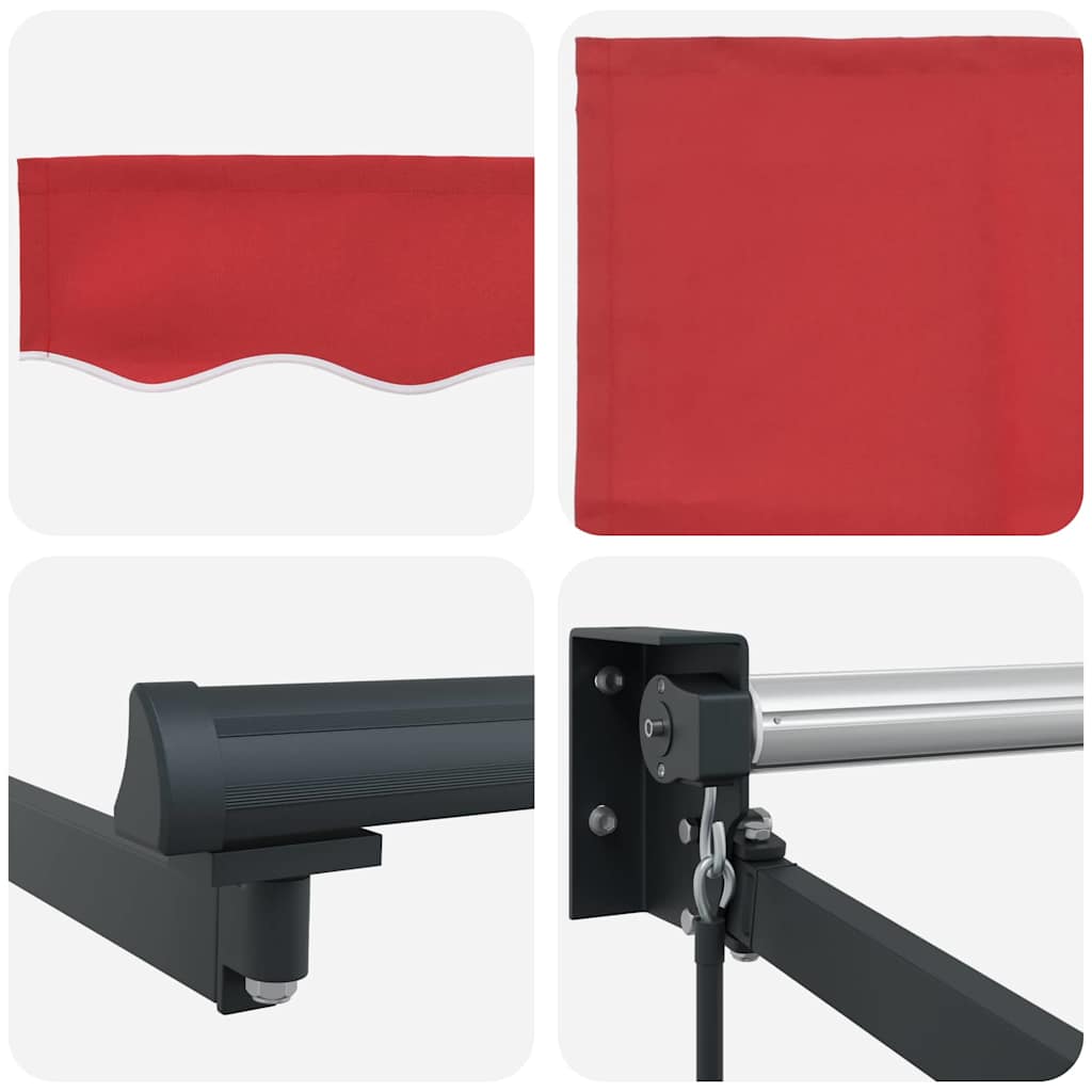 Markise Rot 3 x 2,5 m Polyester und Metall