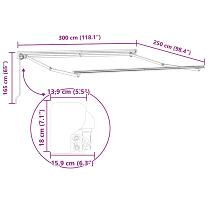 Einziehbare Markise Rot 300x250 cm Stoff