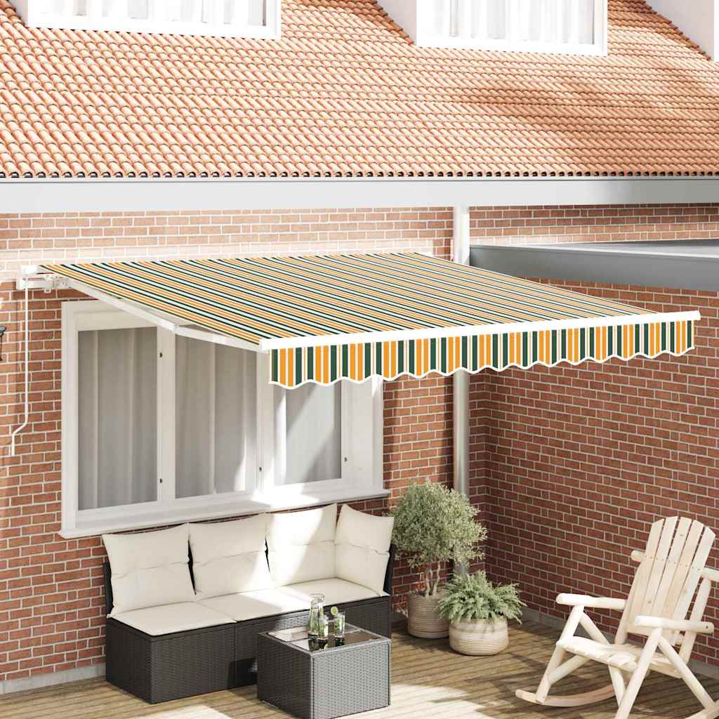 Markise Gestreift Grün und Gelb 3 x 2,5 m Polyester und Metall