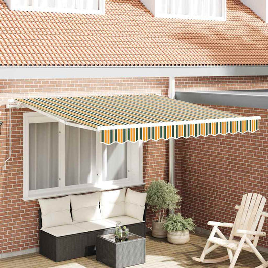 Markise Gestreift Grün und Gelb 3 x 2,5 m Polyester und Metall