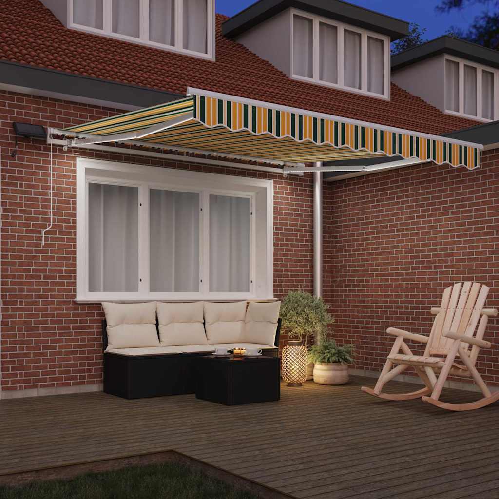 Einziehbare Markise mit Grün und Gelb 300 x 250 cm Stoff