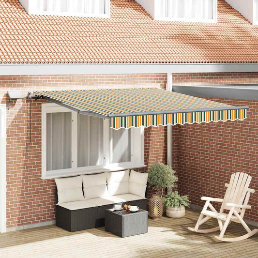 Einziehbare Markise Grün und Gelb 300 x 250 cm Stoff