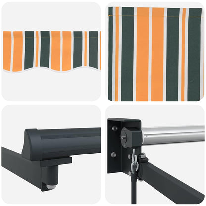 Markise Einziehbar Grün und Gelb 3 x 2,5 m Polyester und Metall