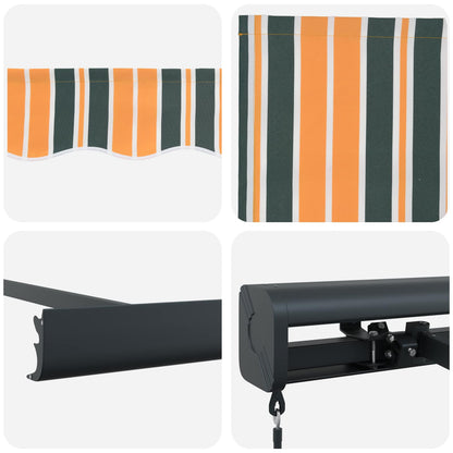 Einziehbare Markise Grün und Gelb 300 x 250 cm Stoff und Metall