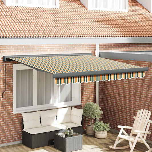 Einziehbare Markise Grün und Gelb 300 x 250 cm Stoff und Metall
