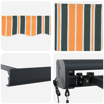 Einziehbare Markise Grün und Gelb 300 x 250 cm Stoff und Metall