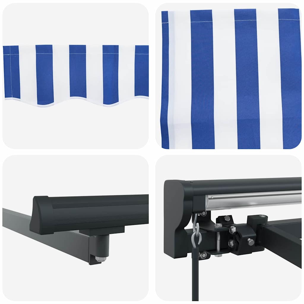 Einziehbare Markise Blau und Weiß 350x250 cm Stoff
