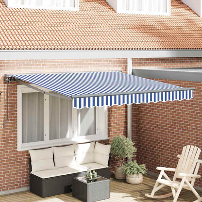 Einziehbare Markise Blau und Weiß 350x250 cm Stoff