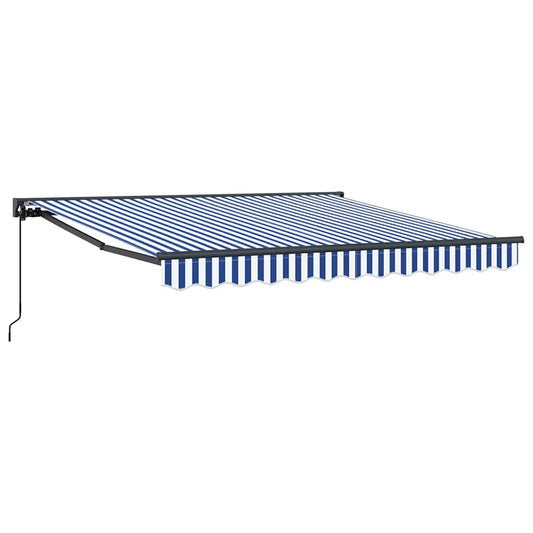 Einziehbare Markise Blau und Weiß 350x250 cm Stoff