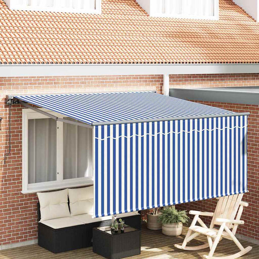 Einziehbare Markise Blau und Anthrazit 350 x 250 cm