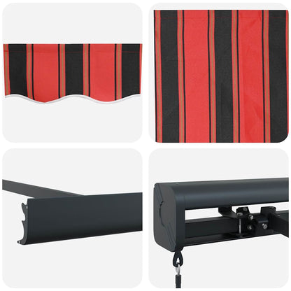 Einziehbare Markise Rot und schwarz 350 x 250 cm
