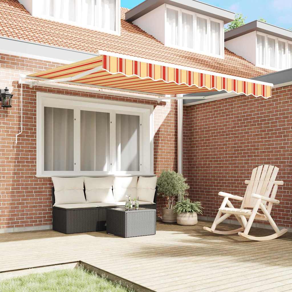 Markise Gelb und Orange 3,5 x 2,5 m Polyester und Metall